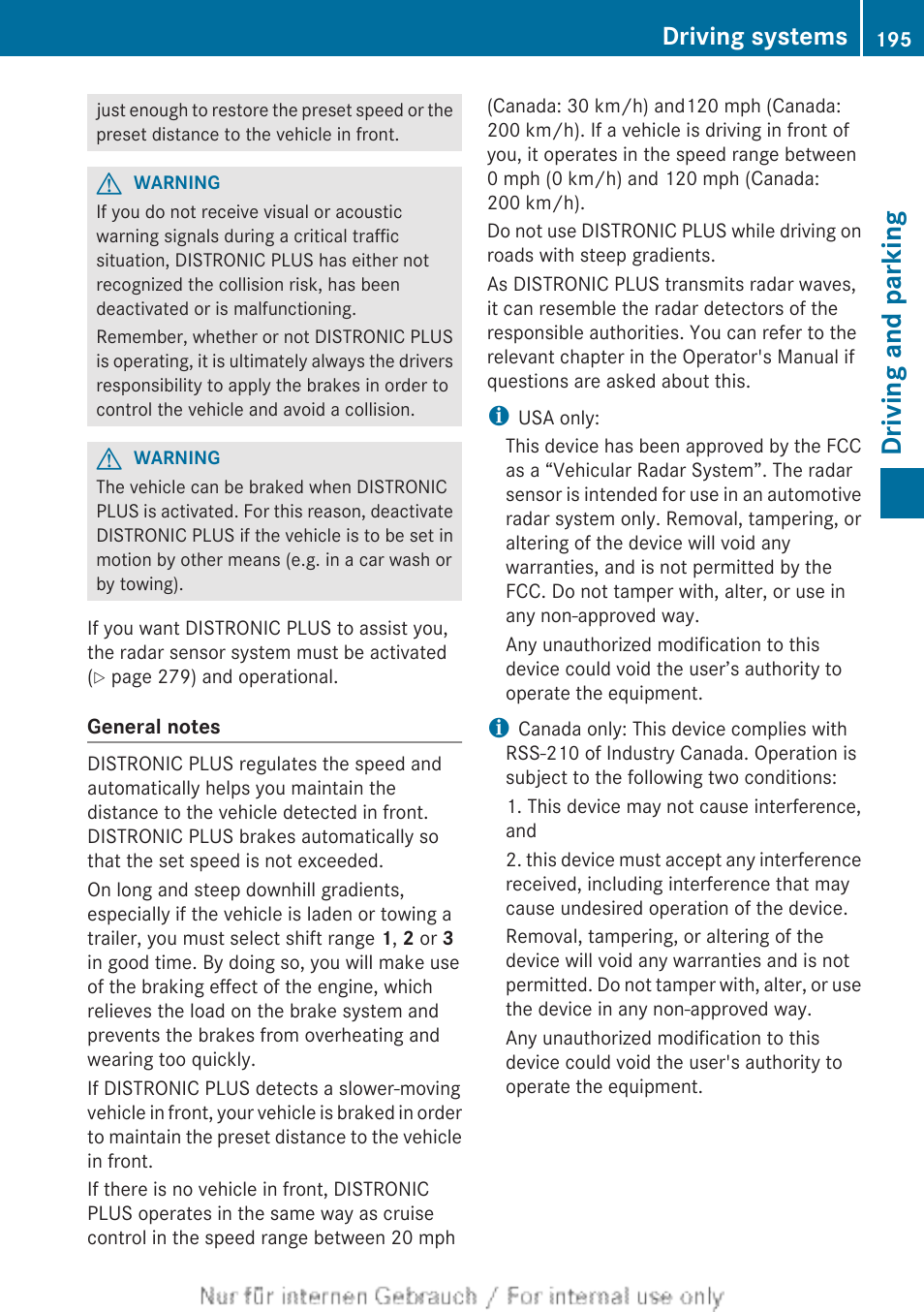 Driving and parking, Driving systems | Mercedes-Benz 2013 GL Class User Manual | Page 197 / 448