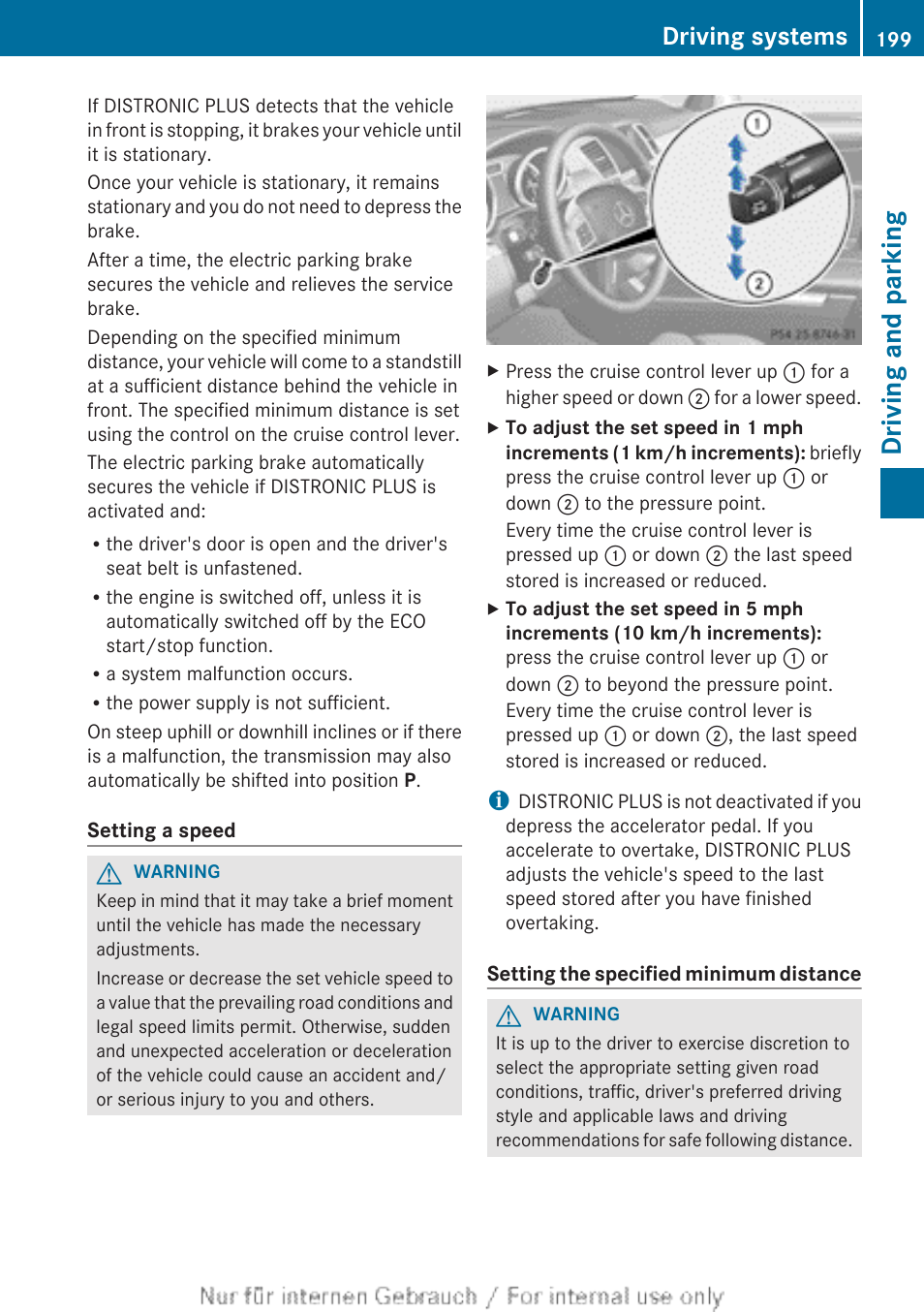 Minimum distance, Driving and parking, Driving systems | Mercedes-Benz 2013 GL Class User Manual | Page 201 / 448