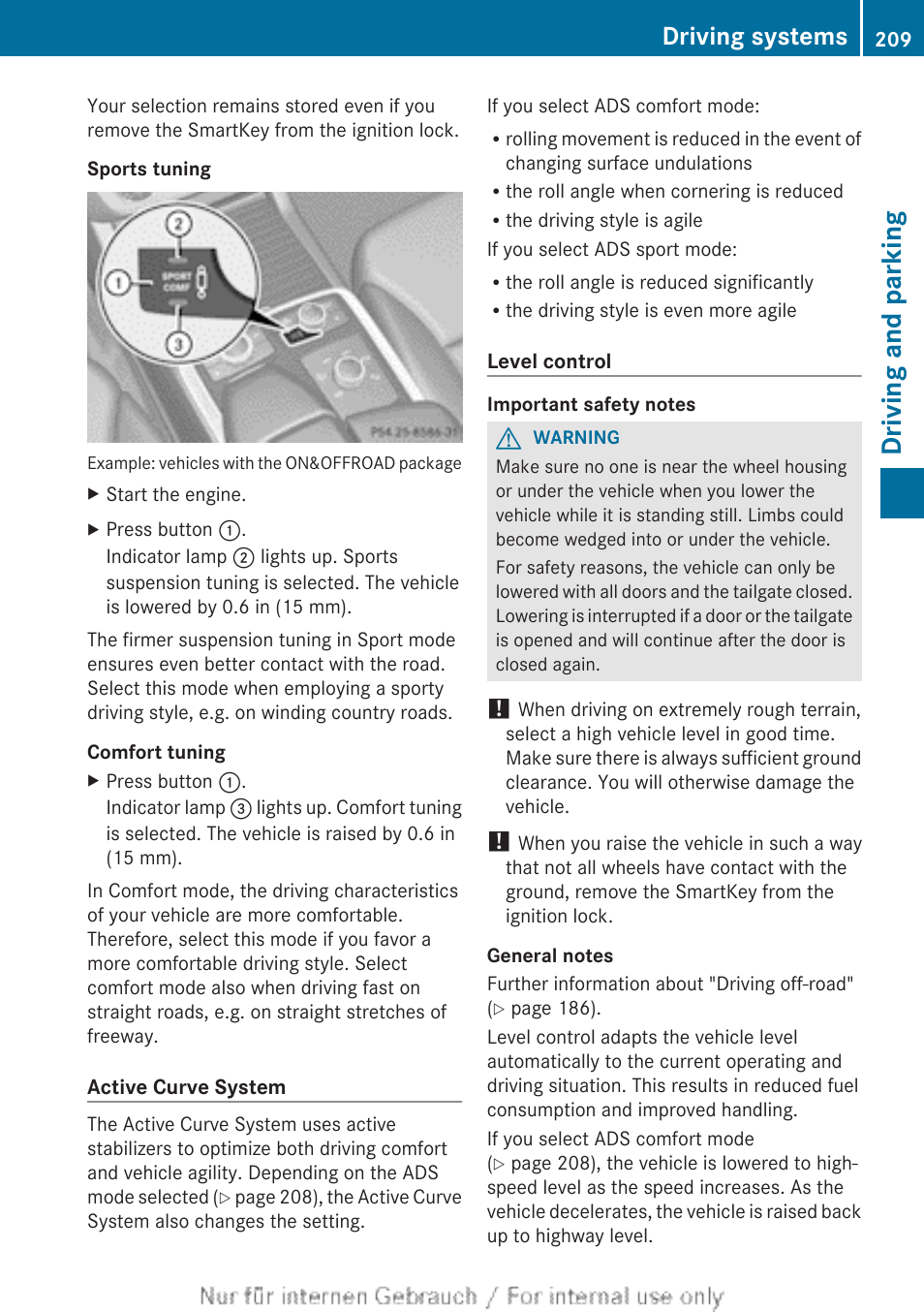 As well as level control, Curve system, Driving and parking | Driving systems | Mercedes-Benz 2013 GL Class User Manual | Page 211 / 448