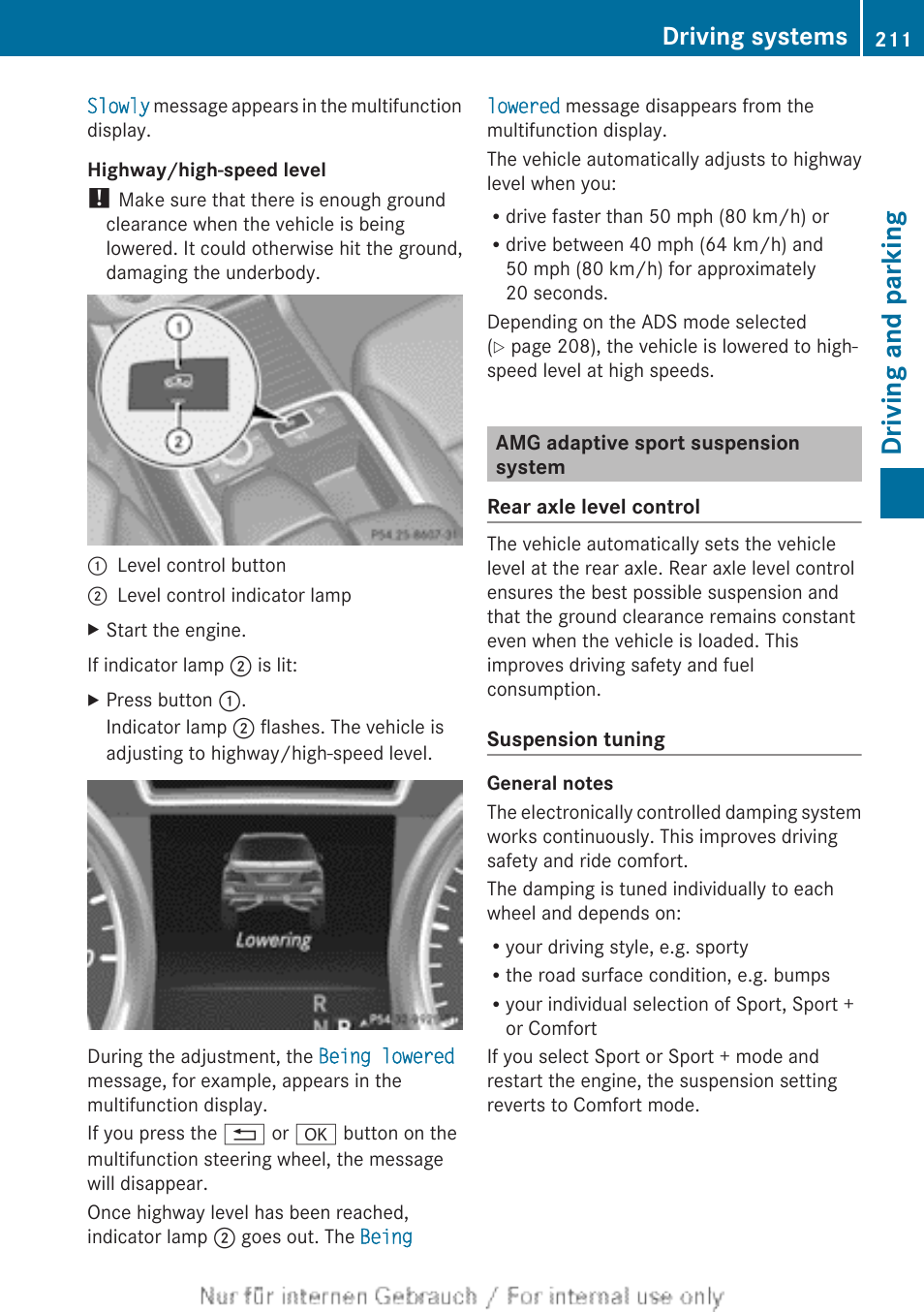 Amg adaptive sport suspension system, Driving and parking, Driving systems | Mercedes-Benz 2013 GL Class User Manual | Page 213 / 448