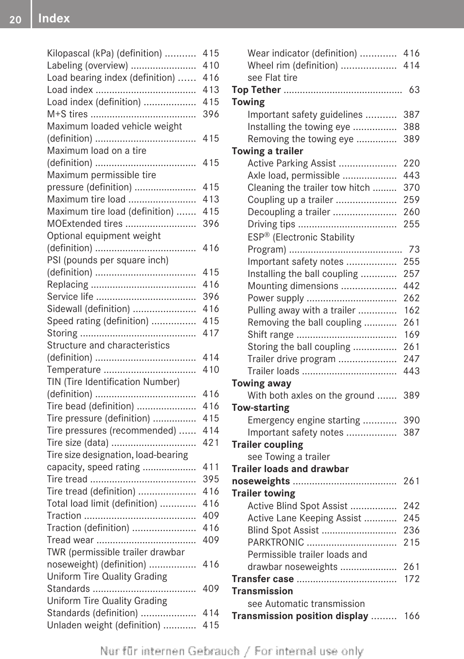 Index | Mercedes-Benz 2013 GL Class User Manual | Page 22 / 448