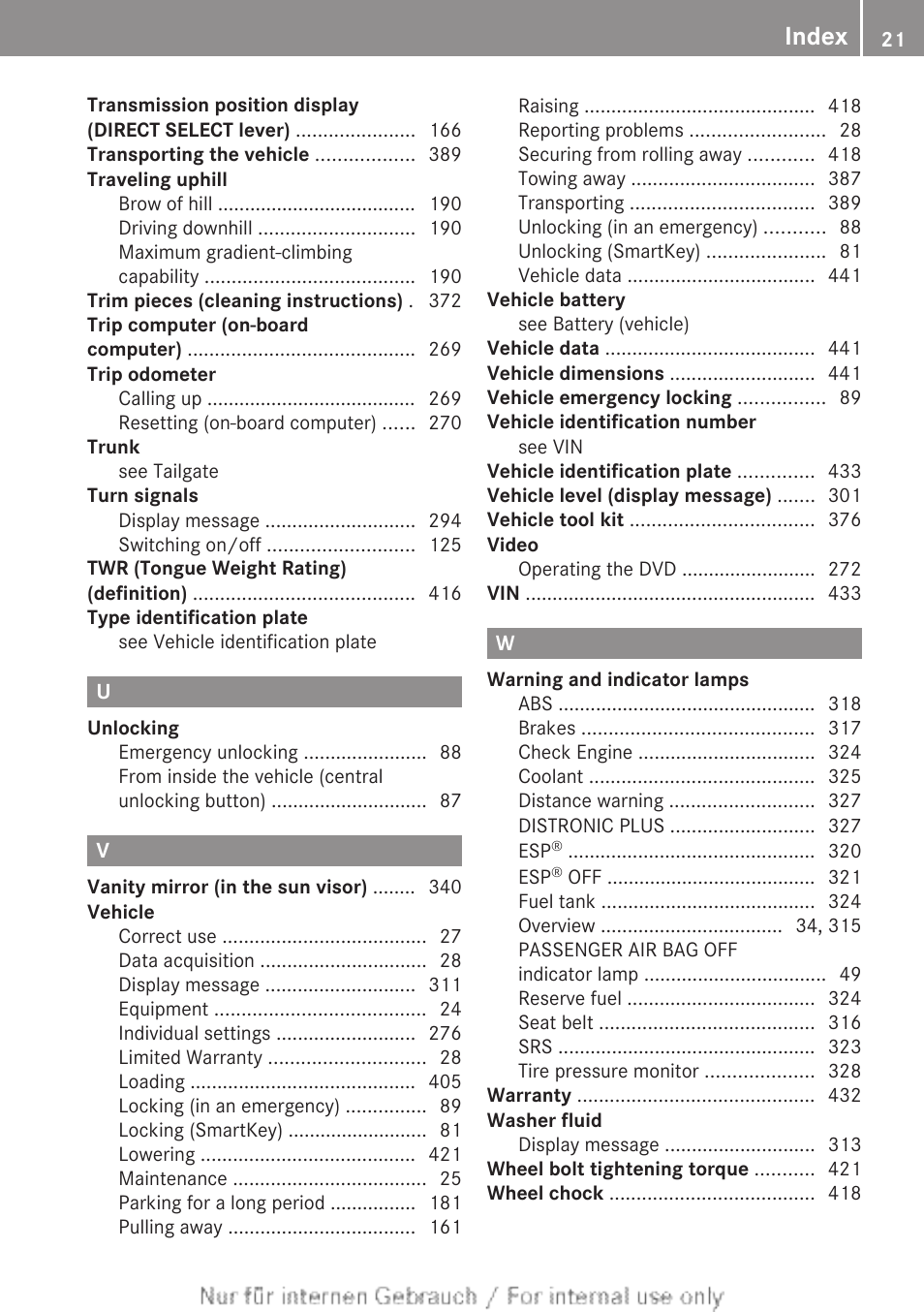 Index | Mercedes-Benz 2013 GL Class User Manual | Page 23 / 448