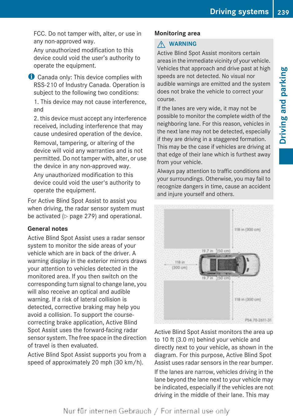 Active blind spot assist, Driving and parking, Driving systems | Mercedes-Benz 2013 GL Class User Manual | Page 241 / 448