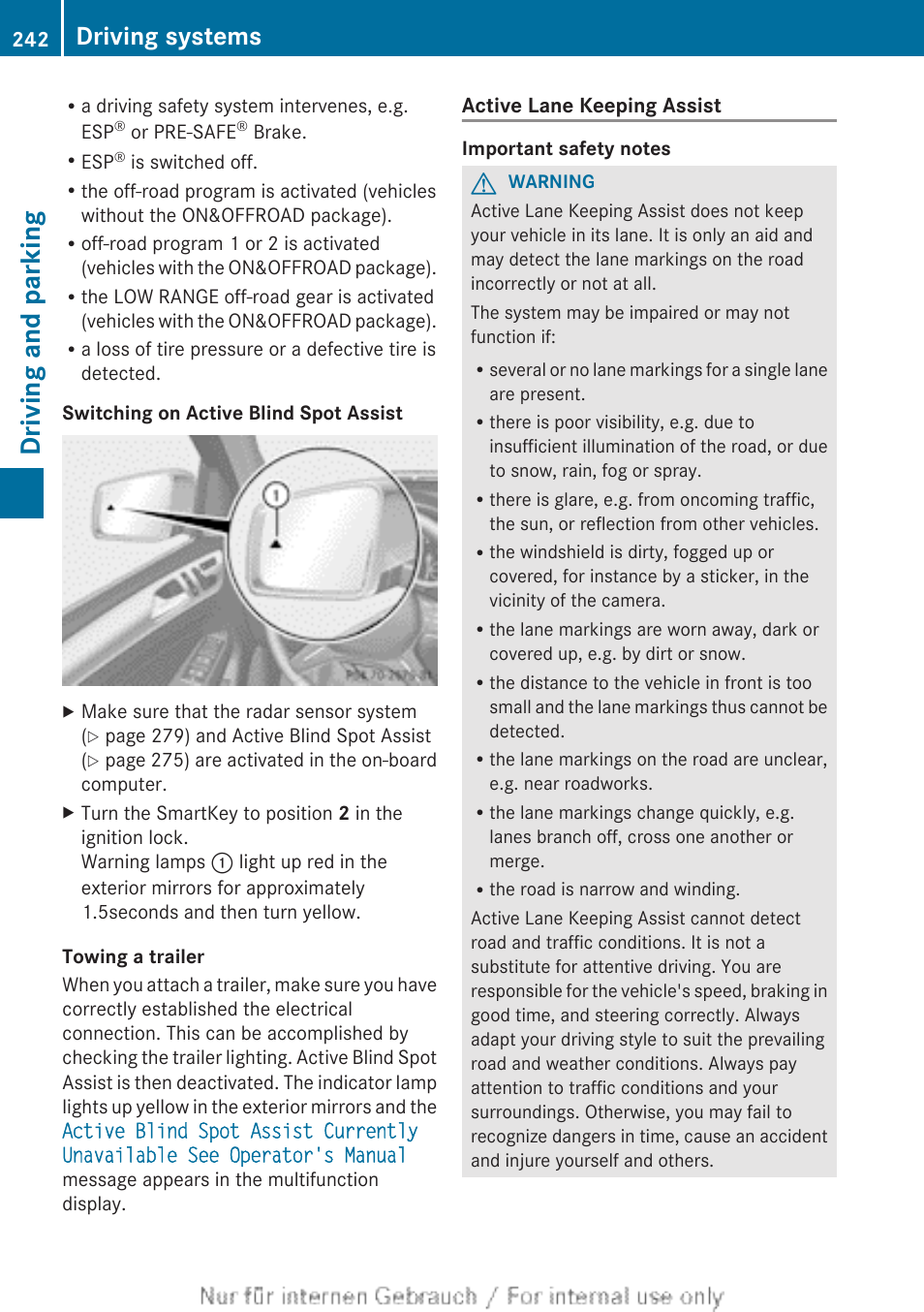 Driving and parking, Driving systems | Mercedes-Benz 2013 GL Class User Manual | Page 244 / 448