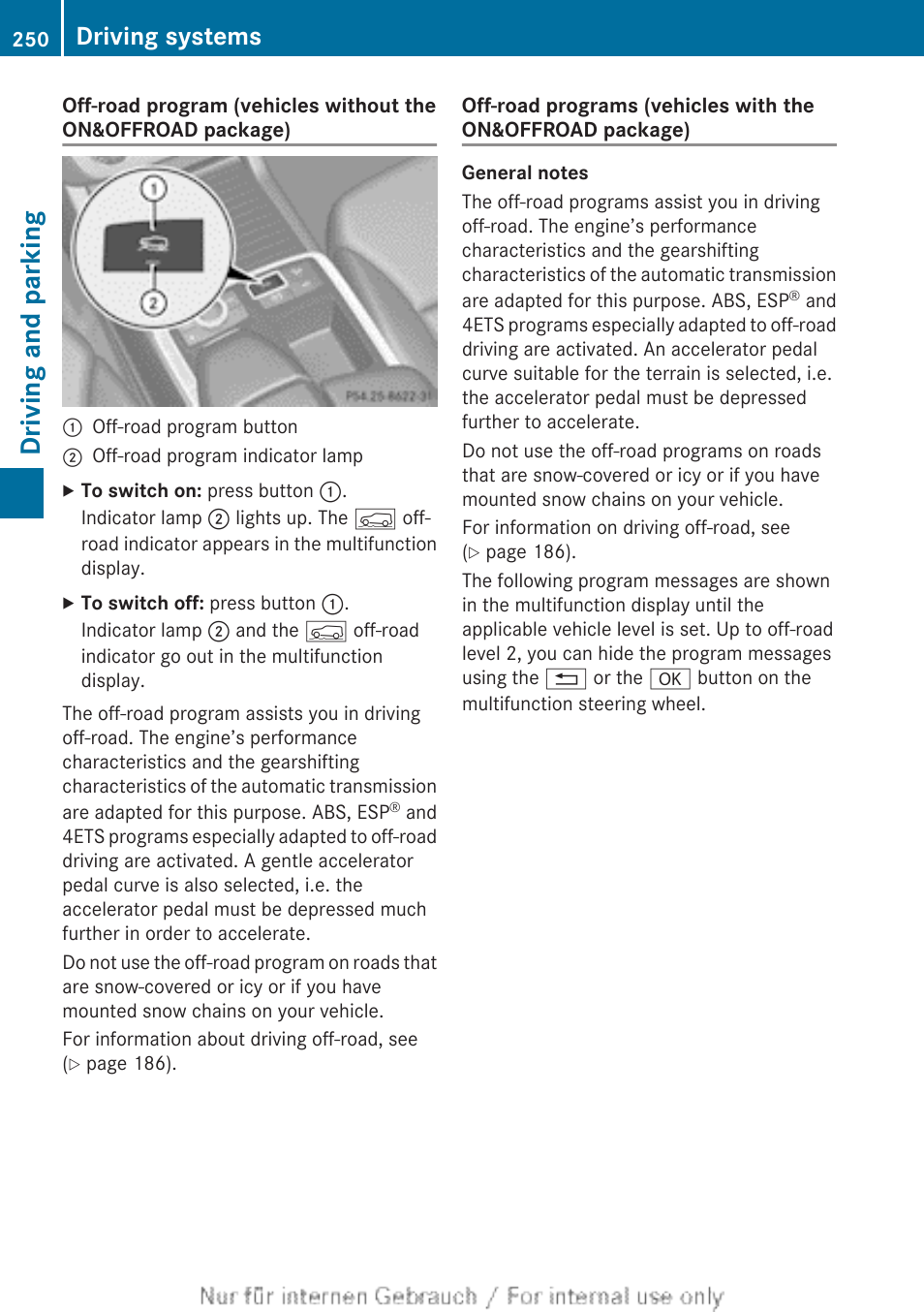 Package, Driving and parking, Driving systems | Mercedes-Benz 2013 GL Class User Manual | Page 252 / 448