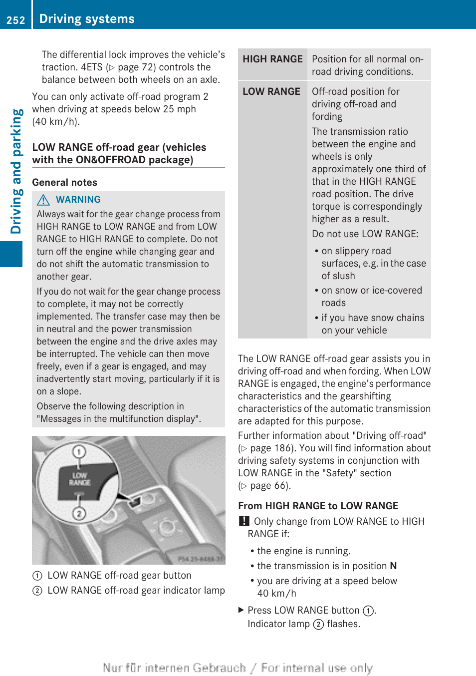 Driving and parking, Driving systems | Mercedes-Benz 2013 GL Class User Manual | Page 254 / 448