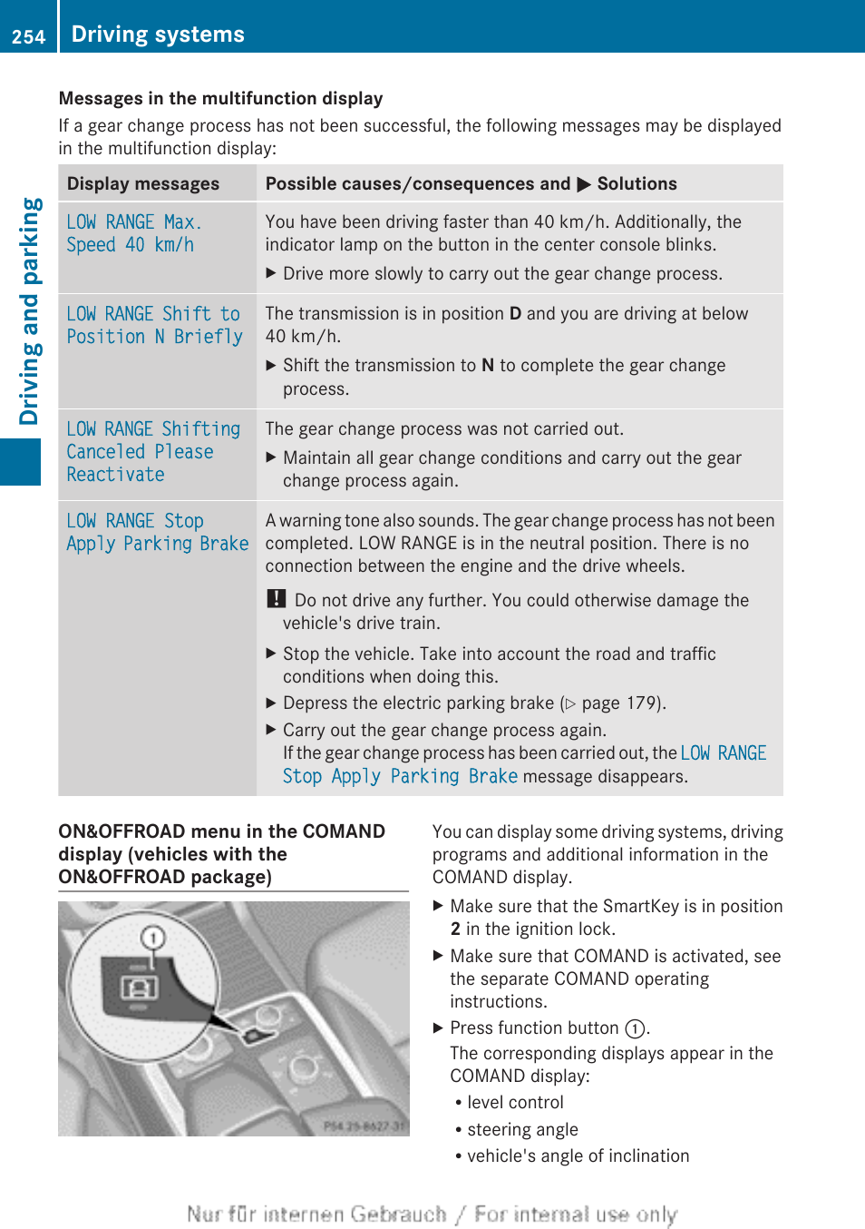 Driving and parking, Driving systems | Mercedes-Benz 2013 GL Class User Manual | Page 256 / 448