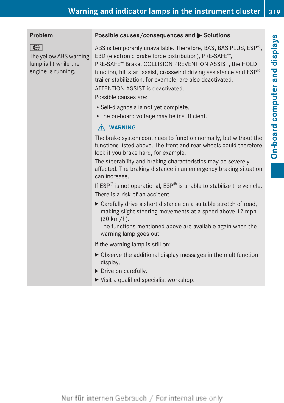 On-board computer and displays | Mercedes-Benz 2013 GL Class User Manual | Page 321 / 448