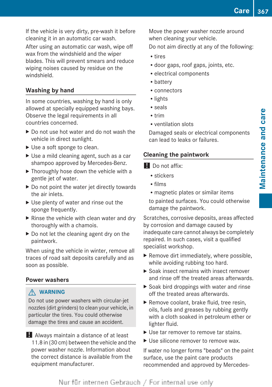 Maintenance and care, Care | Mercedes-Benz 2013 GL Class User Manual | Page 369 / 448