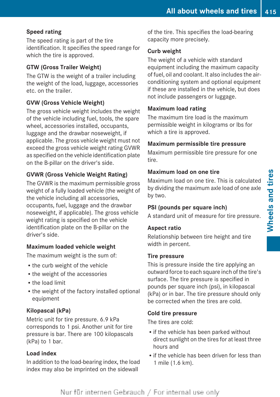 Wheels and tires, All about wheels and tires | Mercedes-Benz 2013 GL Class User Manual | Page 417 / 448