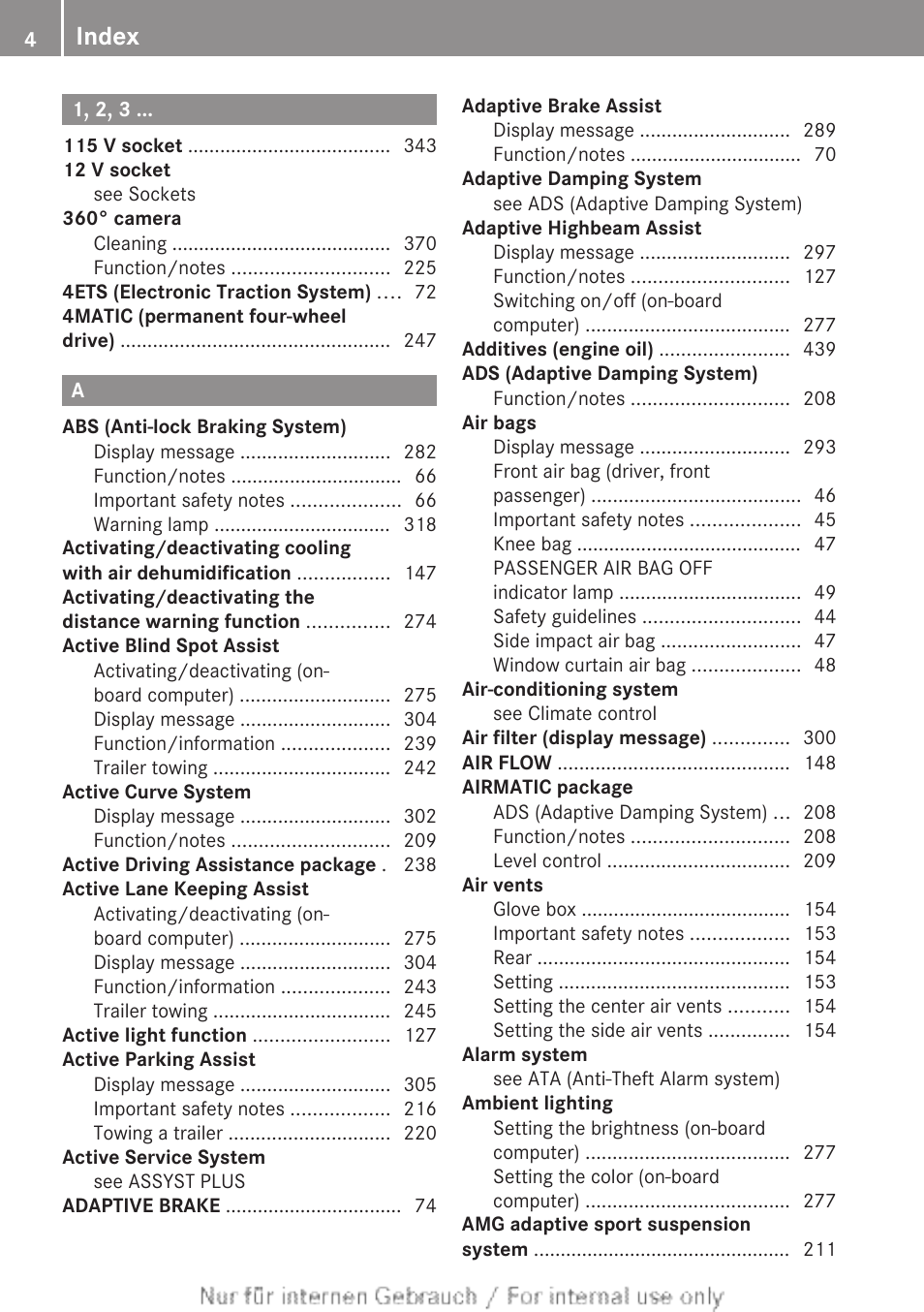 Index | Mercedes-Benz 2013 GL Class User Manual | Page 6 / 448