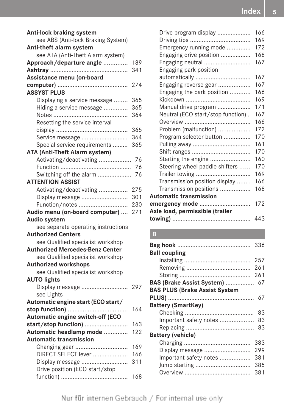 Index | Mercedes-Benz 2013 GL Class User Manual | Page 7 / 448