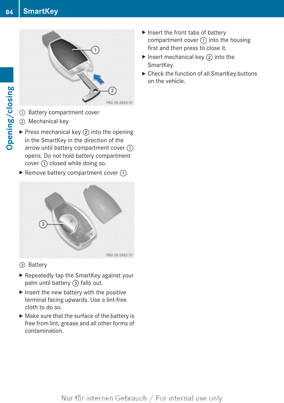 Opening/closing, Smartkey | Mercedes-Benz 2013 GL Class User Manual | Page 86 / 448