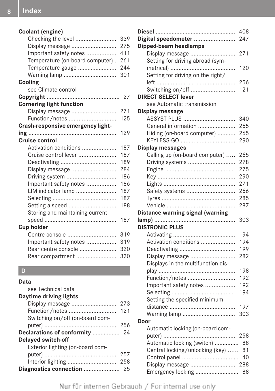 Index | Mercedes-Benz 2013 GLS Class User Manual | Page 10 / 424