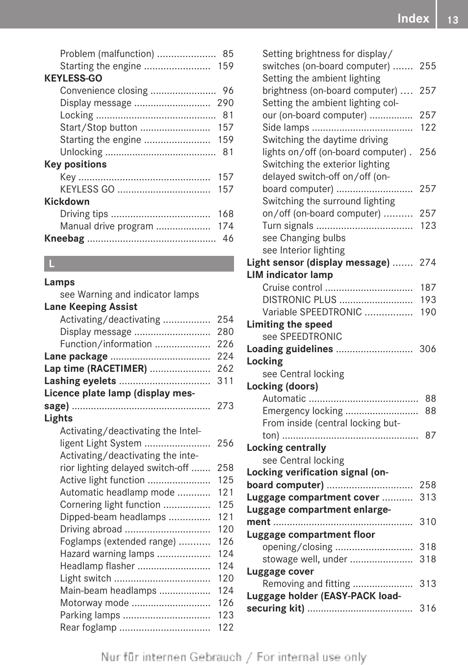 Index | Mercedes-Benz 2013 GLS Class User Manual | Page 15 / 424