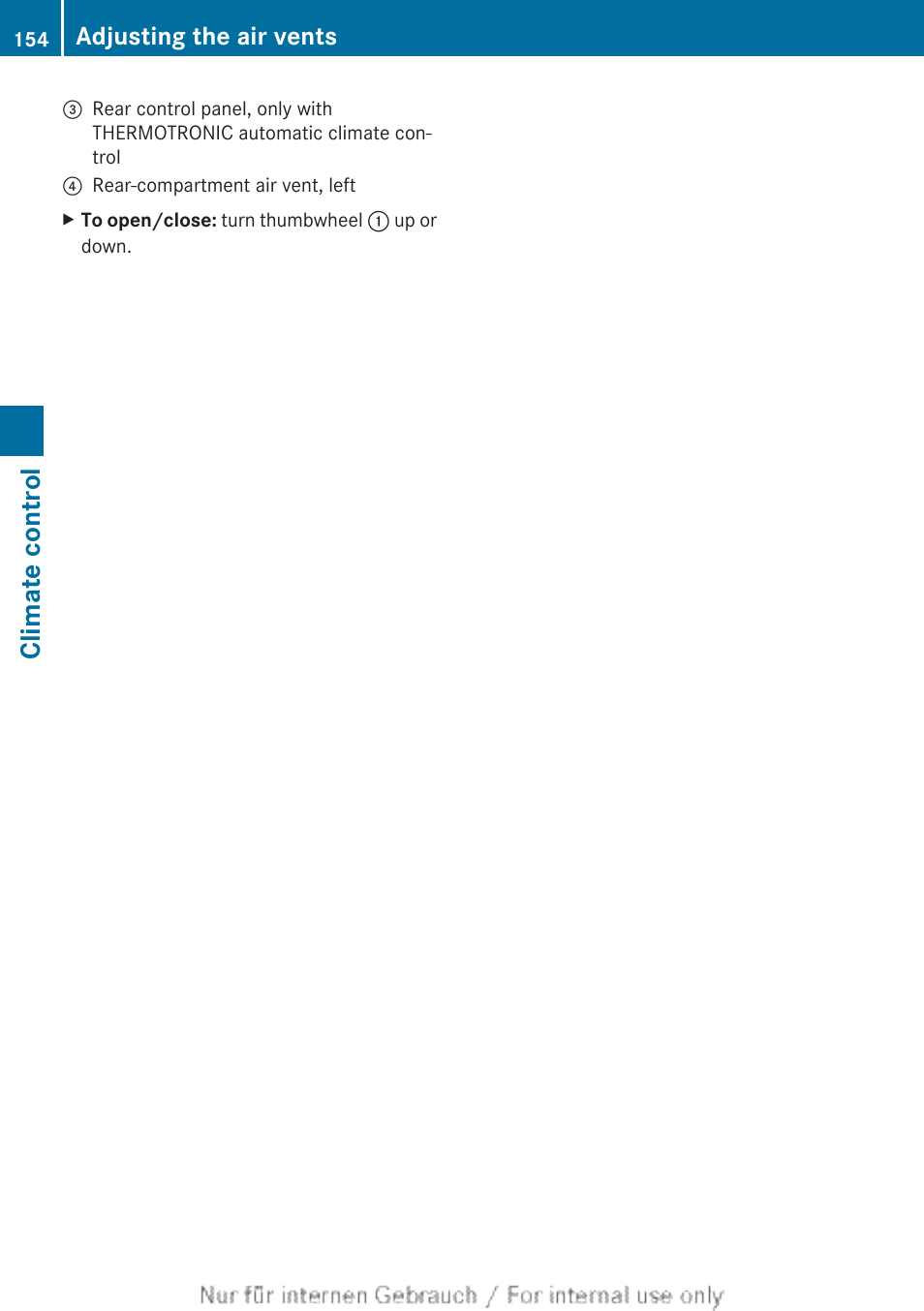 Climate control, Adjusting the air vents | Mercedes-Benz 2013 GLS Class User Manual | Page 156 / 424