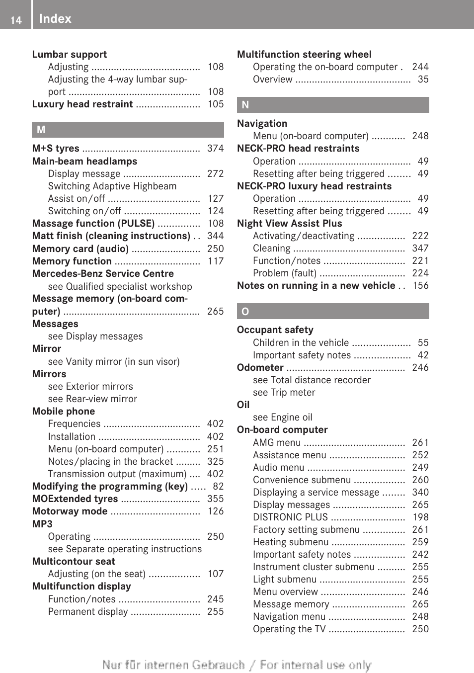 Index | Mercedes-Benz 2013 GLS Class User Manual | Page 16 / 424