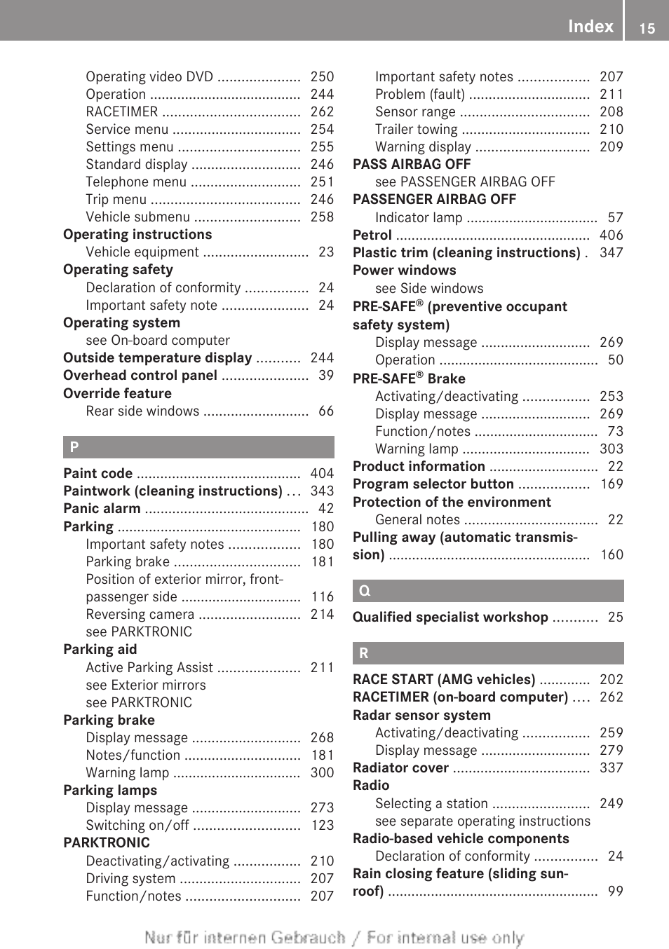 Index | Mercedes-Benz 2013 GLS Class User Manual | Page 17 / 424