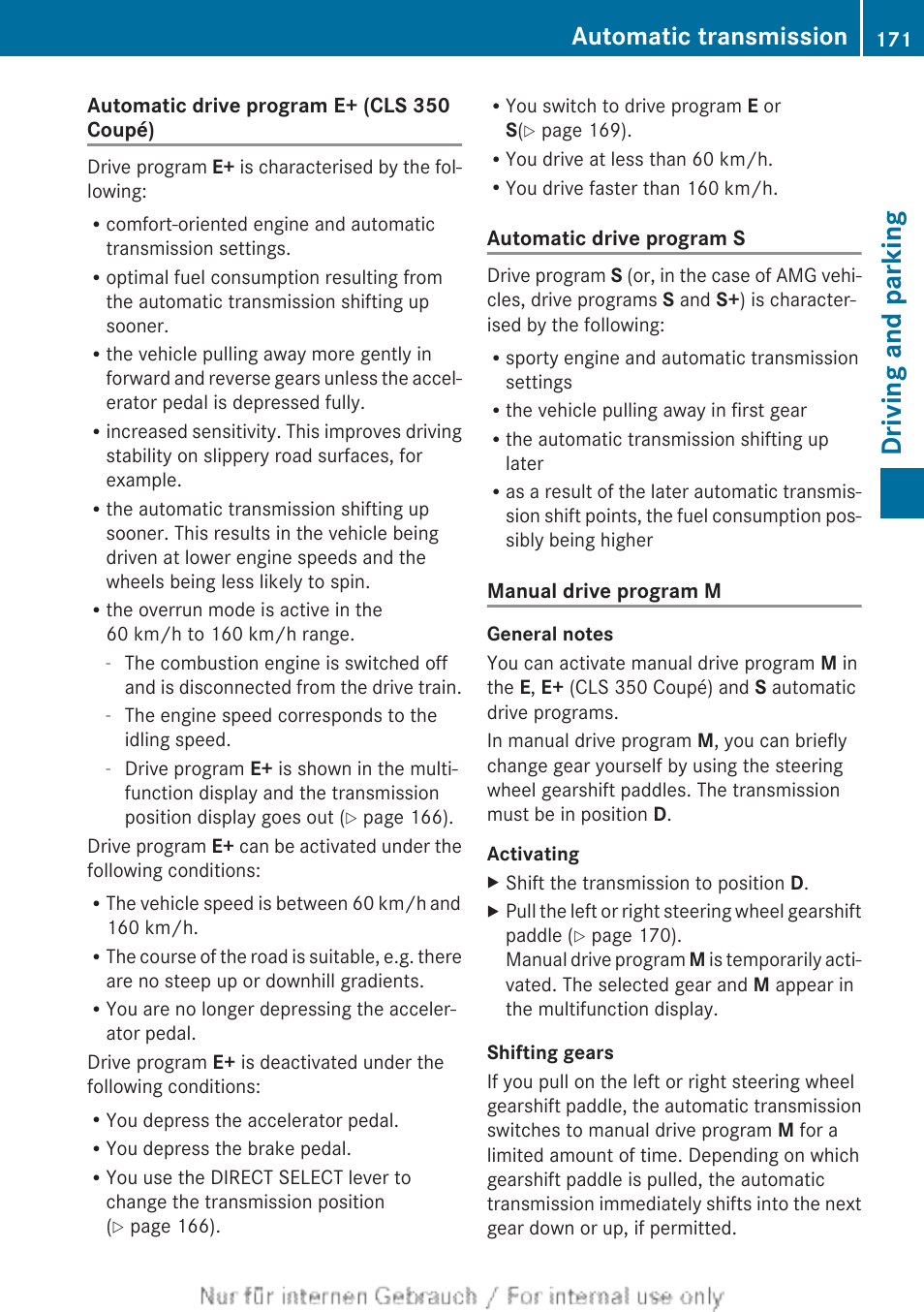 Driving and parking, Automatic transmission | Mercedes-Benz 2013 GLS Class User Manual | Page 173 / 424