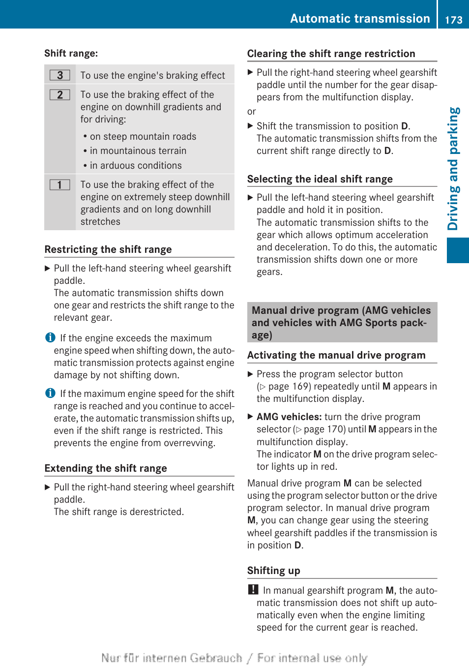 Driving and parking, Automatic transmission | Mercedes-Benz 2013 GLS Class User Manual | Page 175 / 424