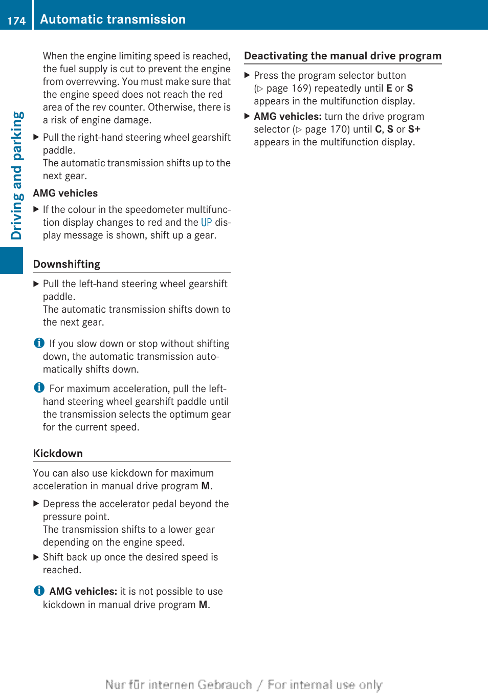 Driving and parking, Automatic transmission | Mercedes-Benz 2013 GLS Class User Manual | Page 176 / 424