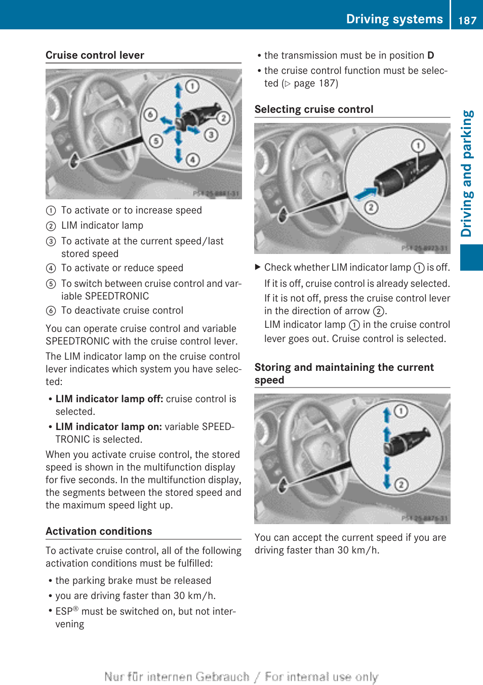 Lim (cruise control), Driving and parking, Driving systems | Mercedes-Benz 2013 GLS Class User Manual | Page 189 / 424