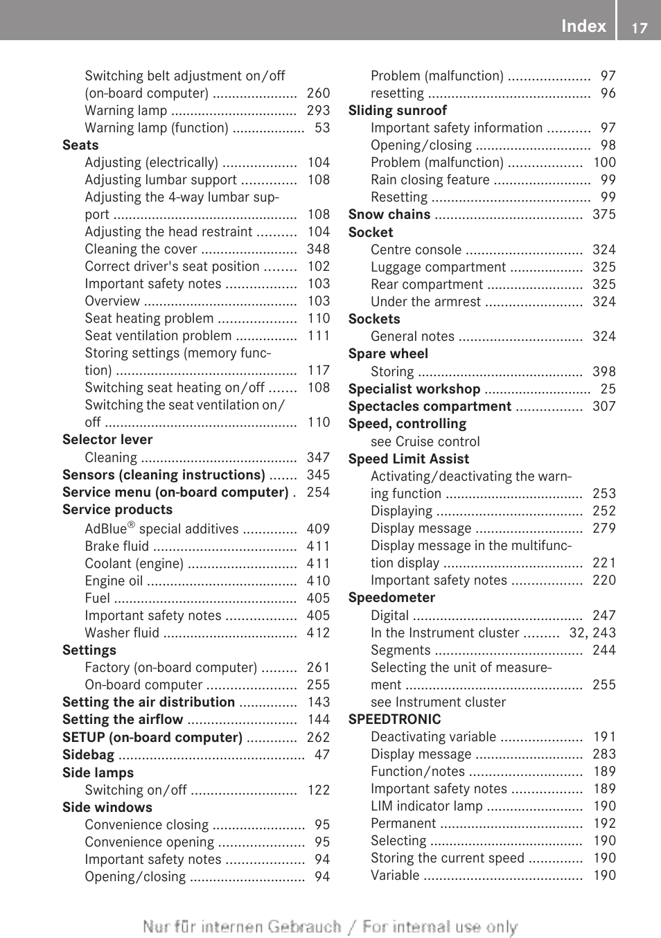 Index | Mercedes-Benz 2013 GLS Class User Manual | Page 19 / 424