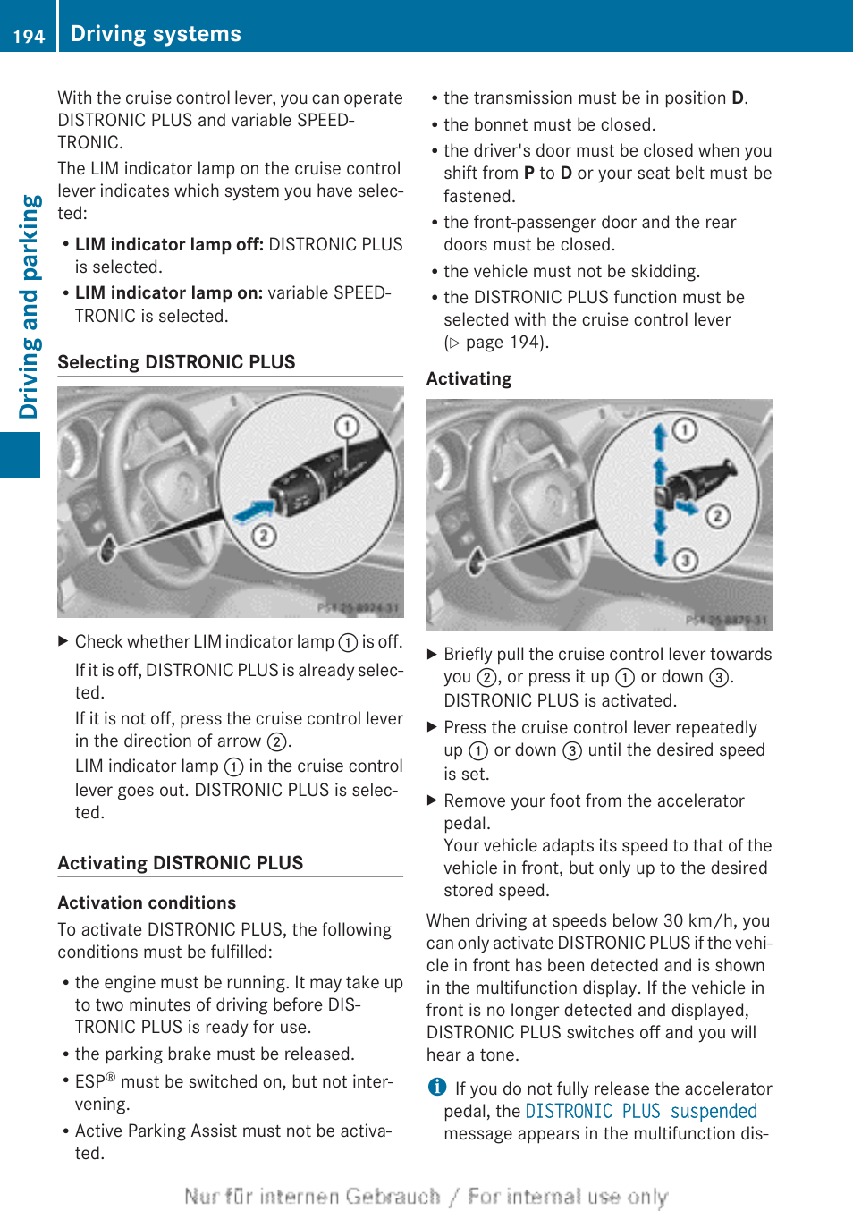 Driving and parking, Driving systems | Mercedes-Benz 2013 GLS Class User Manual | Page 196 / 424