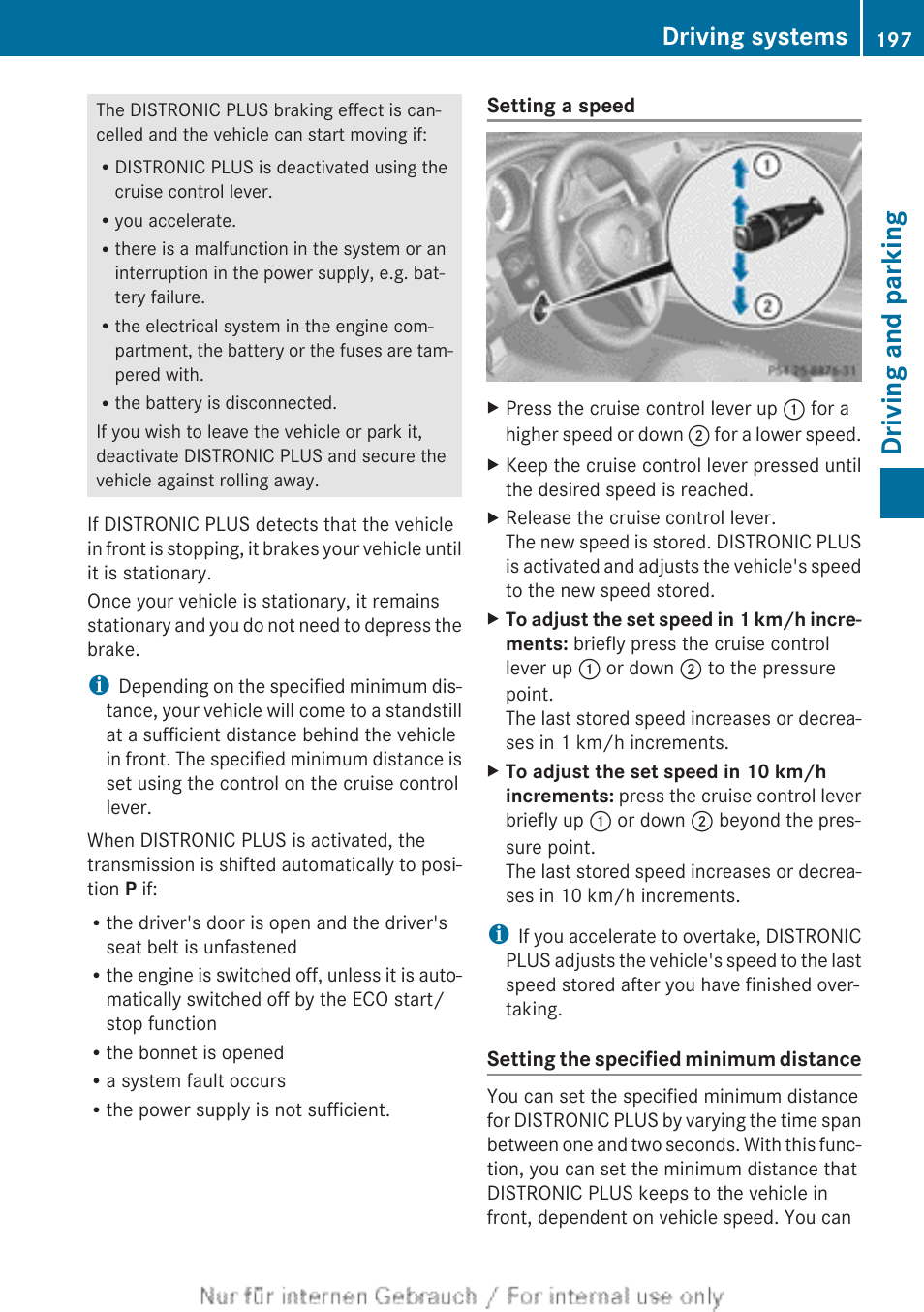 Minimum distance, Driving and parking, Driving systems | Mercedes-Benz 2013 GLS Class User Manual | Page 199 / 424