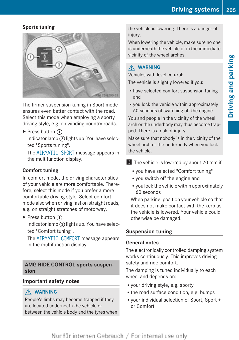 Amg ride control sports suspension, Driving and parking, Driving systems | Mercedes-Benz 2013 GLS Class User Manual | Page 207 / 424