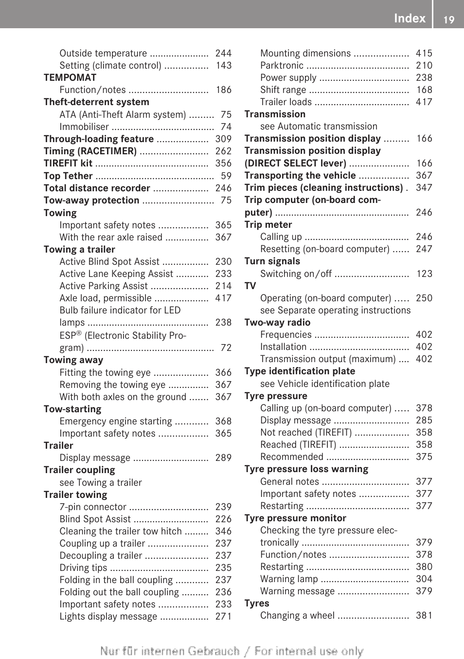 Index | Mercedes-Benz 2013 GLS Class User Manual | Page 21 / 424