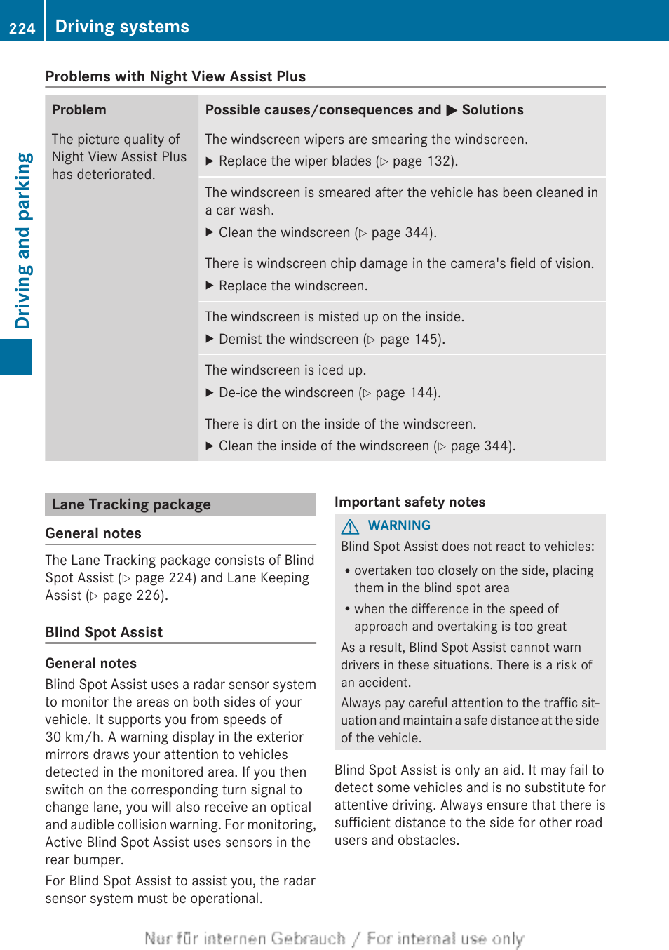 Lane tracking package, Driving and parking, Driving systems | Mercedes-Benz 2013 GLS Class User Manual | Page 226 / 424