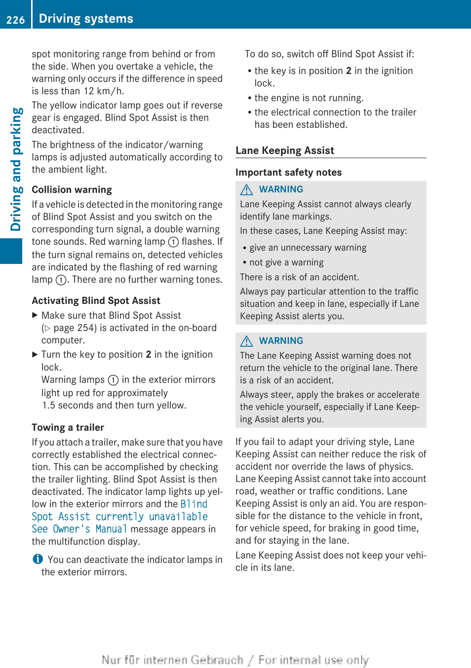 Assist, Driving and parking, Driving systems | Mercedes-Benz 2013 GLS Class User Manual | Page 228 / 424