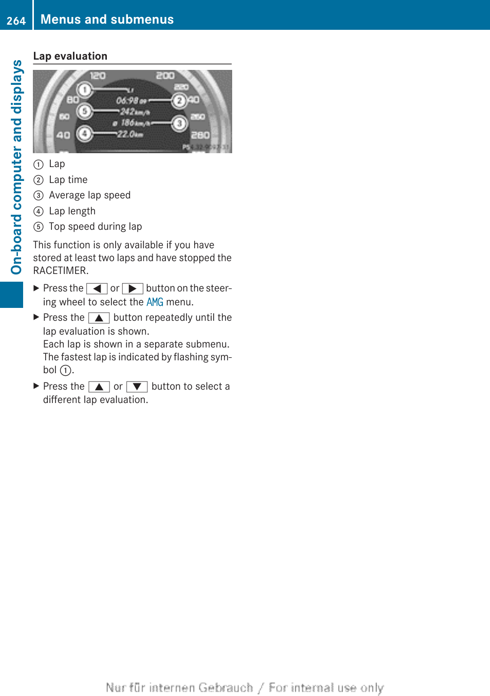 On-board computer and displays, Menus and submenus | Mercedes-Benz 2013 GLS Class User Manual | Page 266 / 424