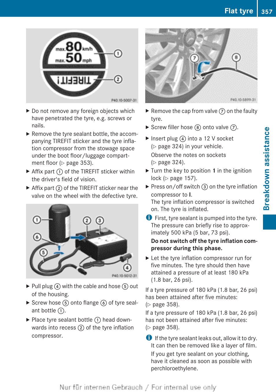 Breakdown assistance, Flat tyre | Mercedes-Benz 2013 GLS Class User Manual | Page 359 / 424