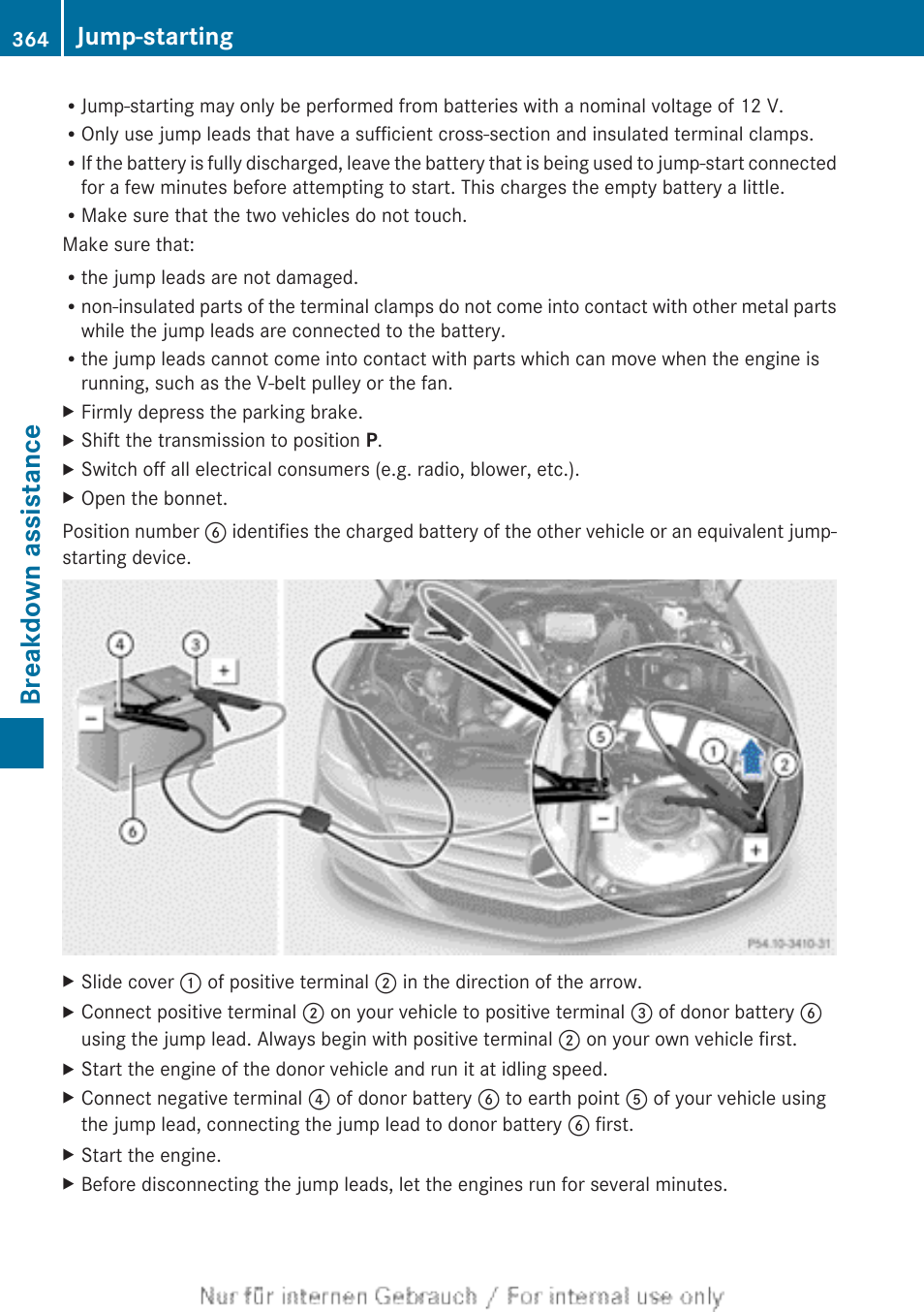 Breakdown assistance, Jump-starting | Mercedes-Benz 2013 GLS Class User Manual | Page 366 / 424