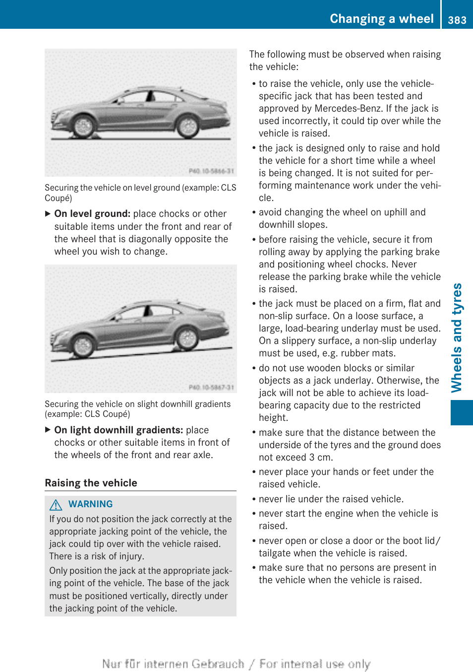 Wheels and tyres, Changing a wheel | Mercedes-Benz 2013 GLS Class User Manual | Page 385 / 424