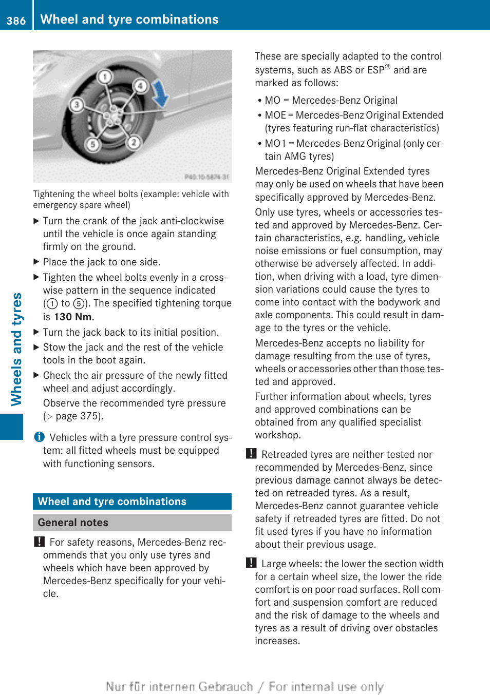 Wheel and tyre combinations, General notes, Combinations | Wheels and tyres | Mercedes-Benz 2013 GLS Class User Manual | Page 388 / 424