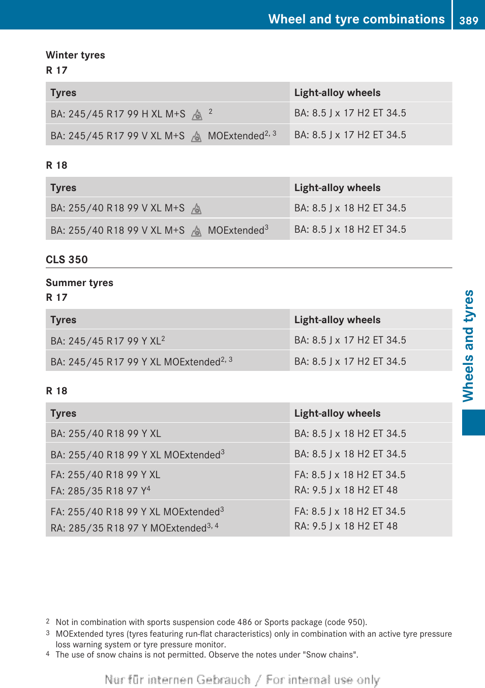 Wheels and tyres, Wheel and tyre combinations | Mercedes-Benz 2013 GLS Class User Manual | Page 391 / 424