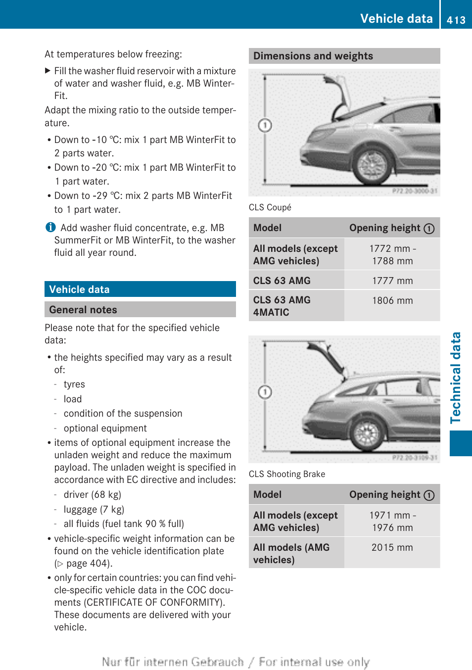 Vehicle data, General notes, Dimensions and weights | Gate, Technical data | Mercedes-Benz 2013 GLS Class User Manual | Page 415 / 424