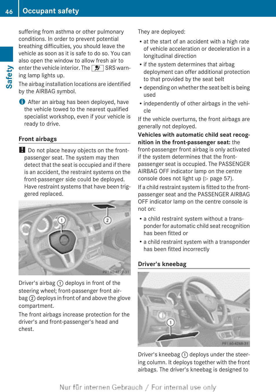 Safety, Occupant safety | Mercedes-Benz 2013 GLS Class User Manual | Page 48 / 424