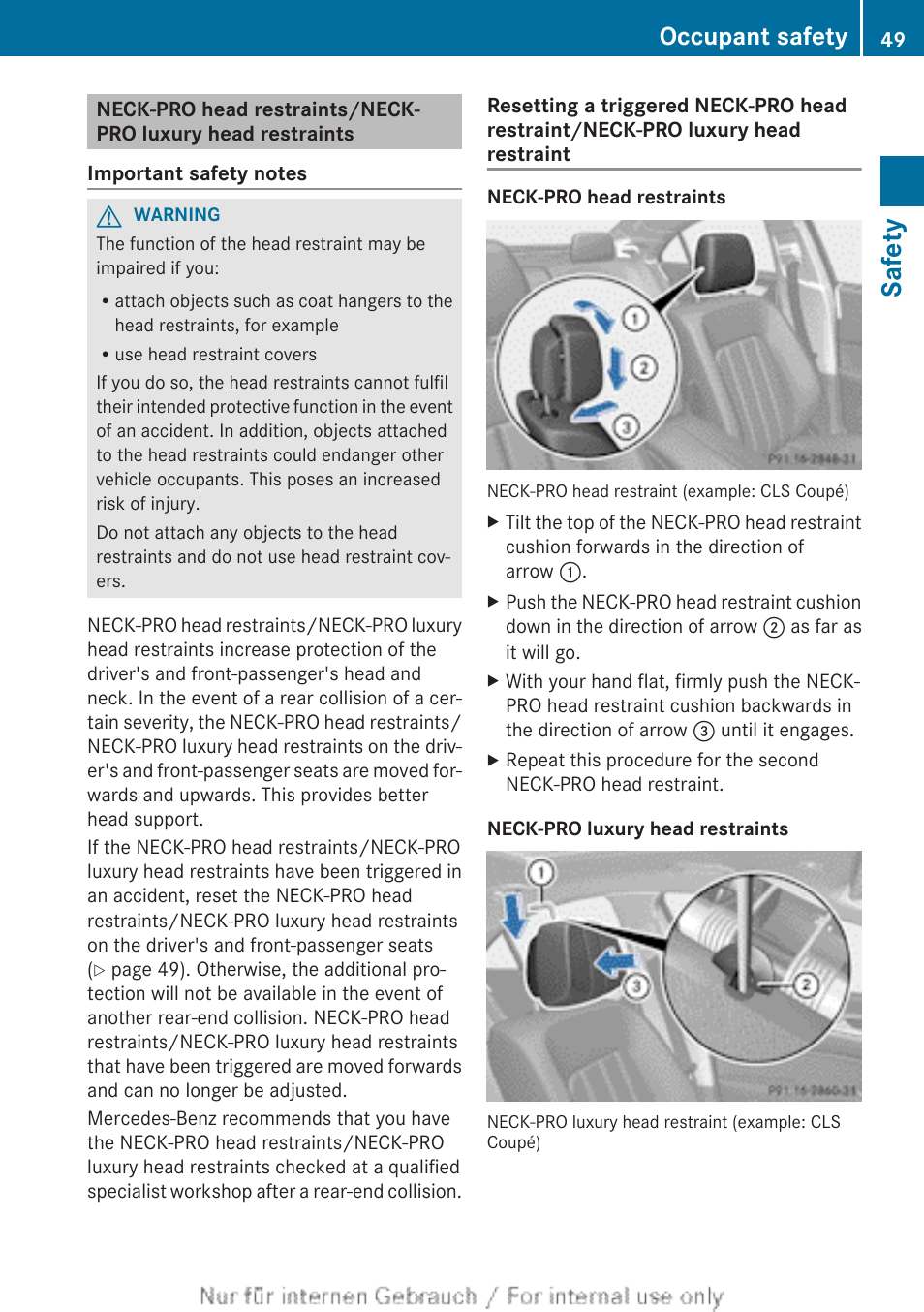 Safety, Occupant safety | Mercedes-Benz 2013 GLS Class User Manual | Page 51 / 424