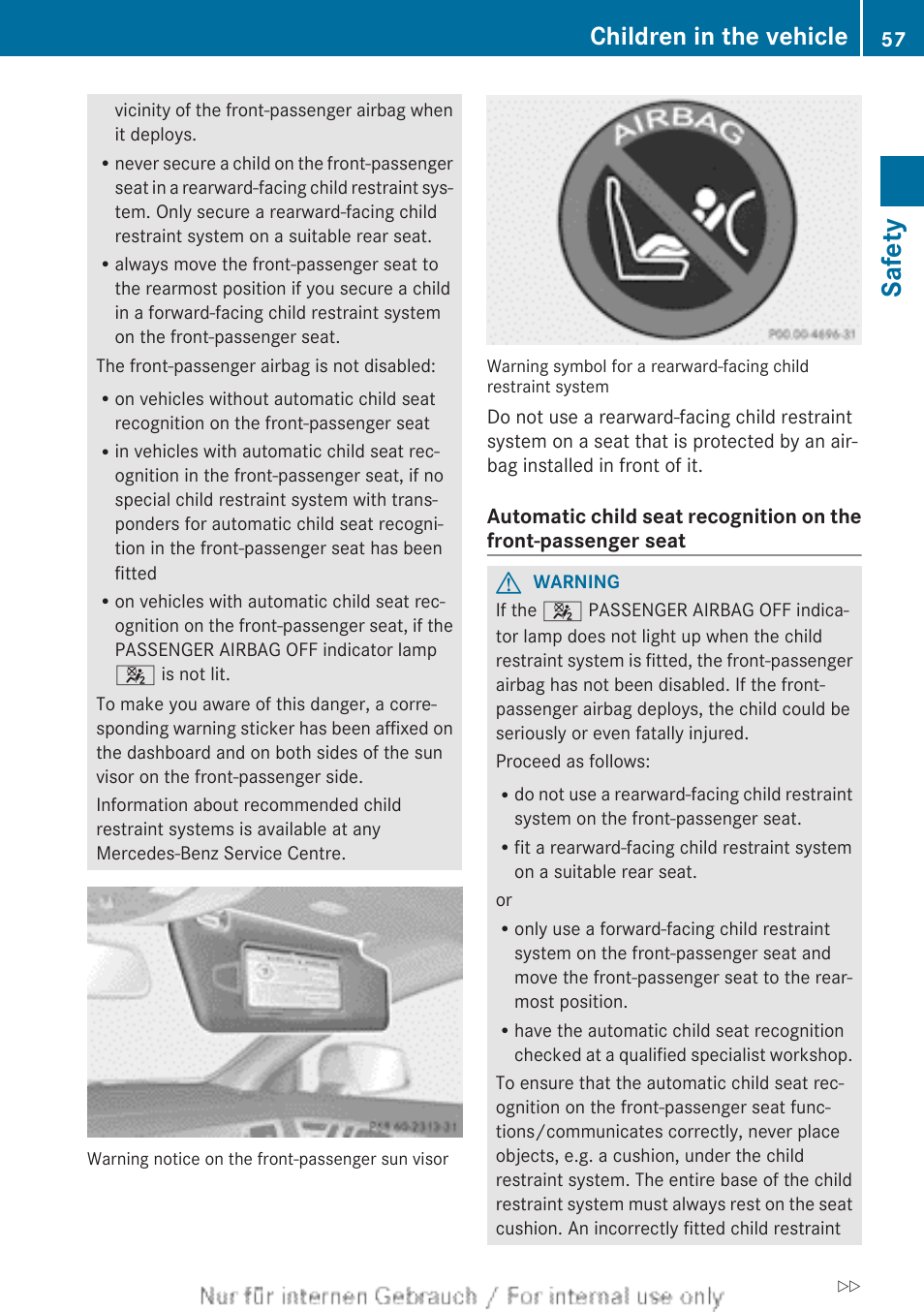 Safety, Children in the vehicle | Mercedes-Benz 2013 GLS Class User Manual | Page 59 / 424