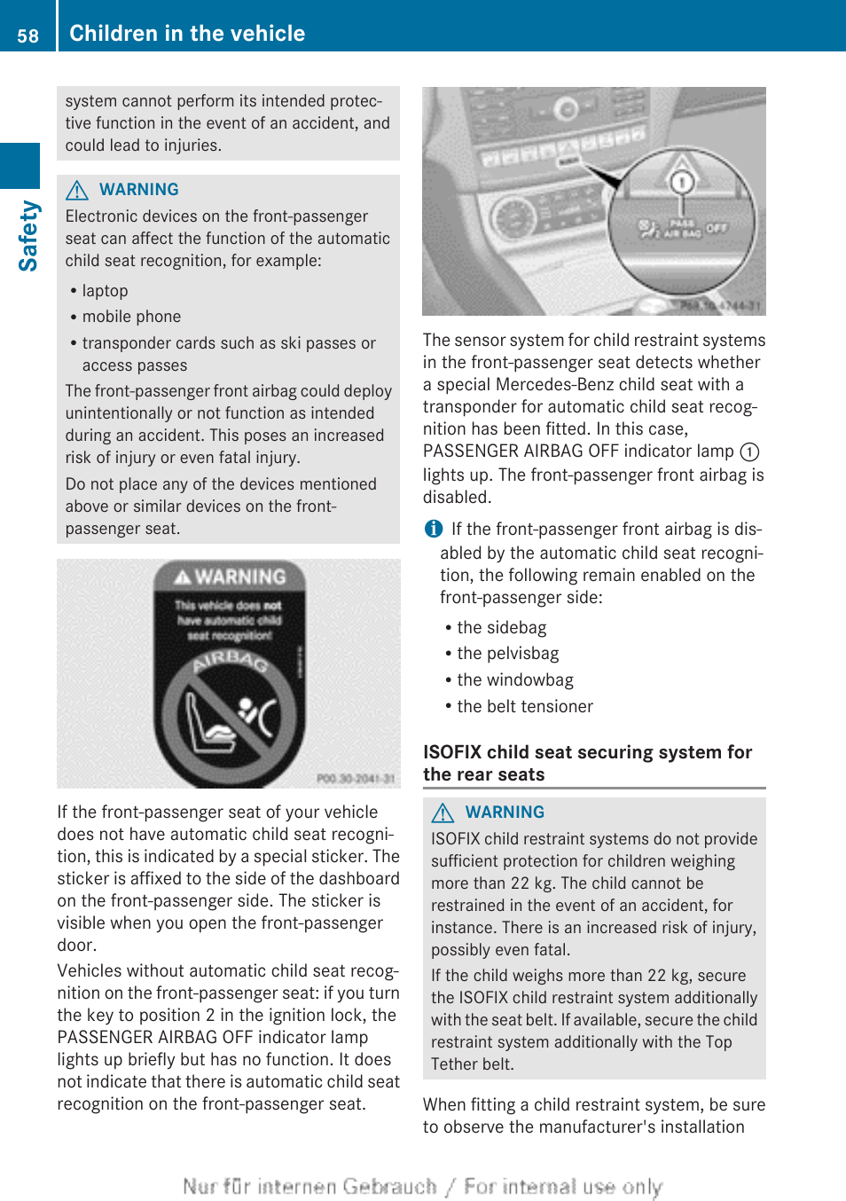 Safety, Children in the vehicle | Mercedes-Benz 2013 GLS Class User Manual | Page 60 / 424