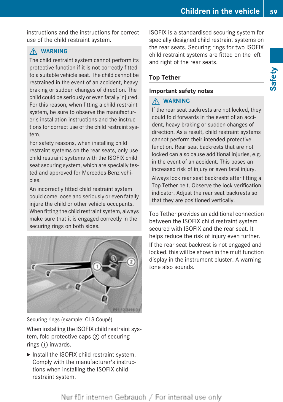 Safety, Children in the vehicle | Mercedes-Benz 2013 GLS Class User Manual | Page 61 / 424