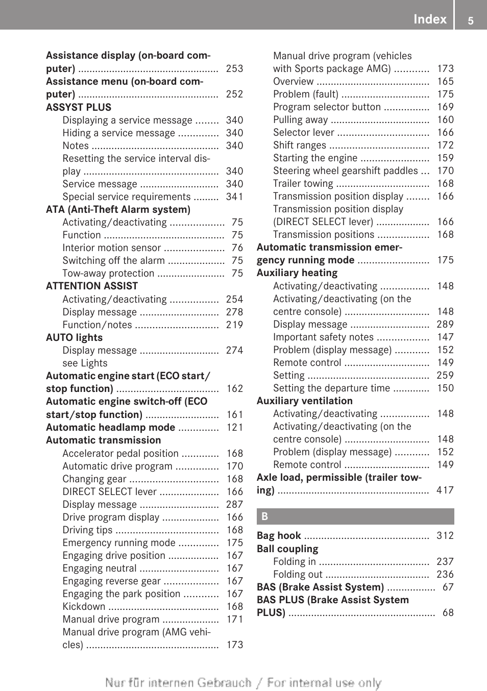 Index | Mercedes-Benz 2013 GLS Class User Manual | Page 7 / 424