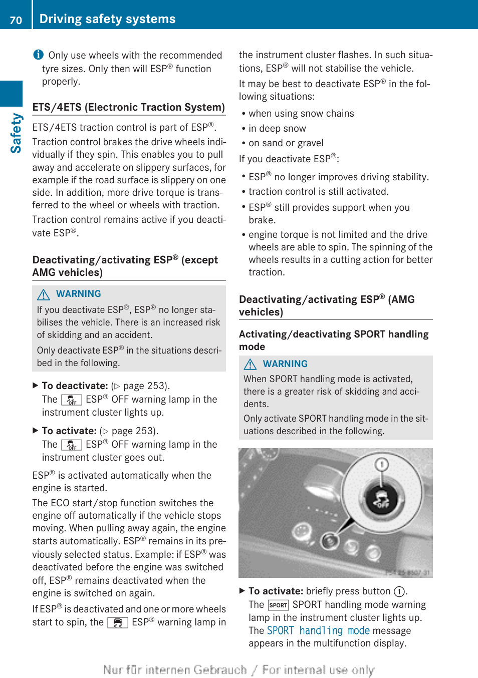 Safety, Driving safety systems | Mercedes-Benz 2013 GLS Class User Manual | Page 72 / 424