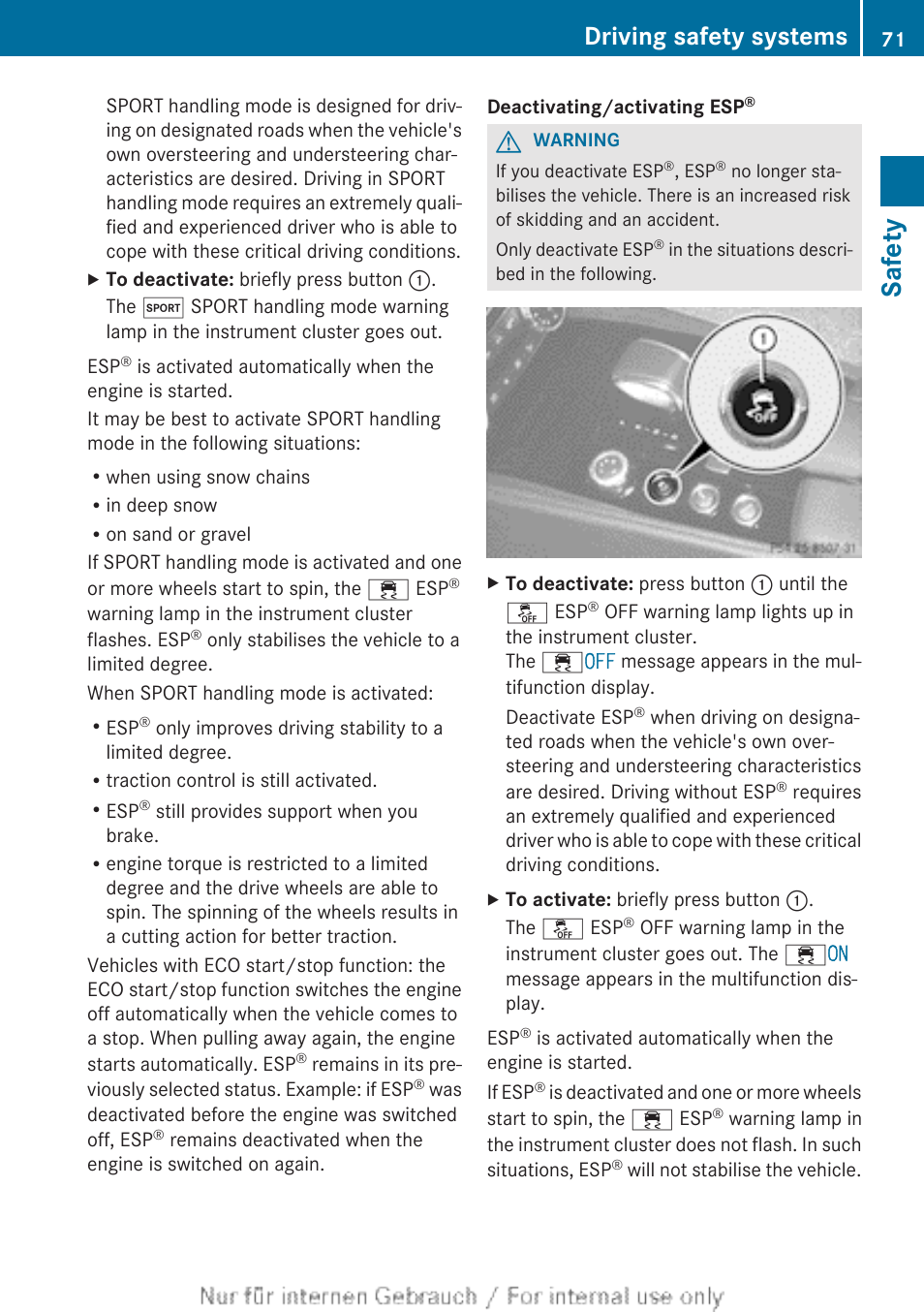 Safety, Driving safety systems | Mercedes-Benz 2013 GLS Class User Manual | Page 73 / 424