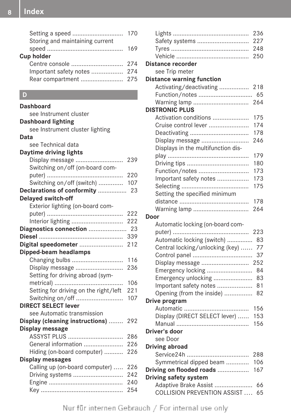 Index | Mercedes-Benz 2013 CLA Class User Manual | Page 10 / 352