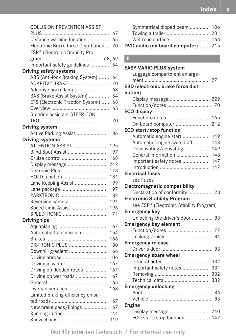 Index | Mercedes-Benz 2013 CLA Class User Manual | Page 11 / 352